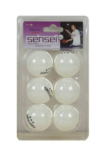 Sensei 3-Star White Ping Pong Ball Set, 6 units