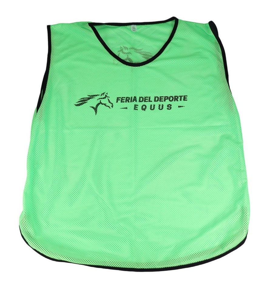 Pack of 10 Equus Fluorescent Green Mesh/Closed Sports Bibs S/10
