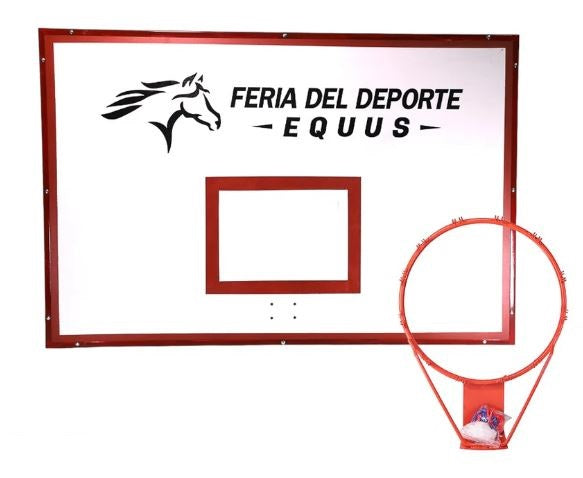 Tablero Básquetbol Equus Melamina Marco Metálico Aro Doble 120x180 cm 15 mm