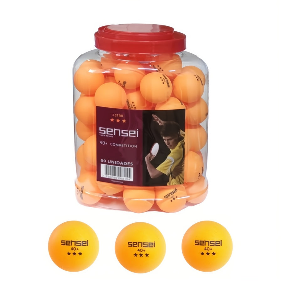 Tarro Pelota Ping Pong Sensei 3 Estrellas Naranja 60Und